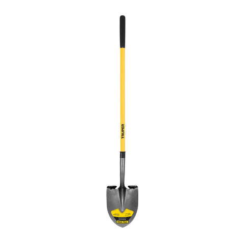 Truper Tru Pro Round-Point Shovel, 48-Inch Fiberglass Handle with 9-Inch Grip, Heavy-Duty Professional Digging & Gardening Shovel (Model PRL-F / 31198)