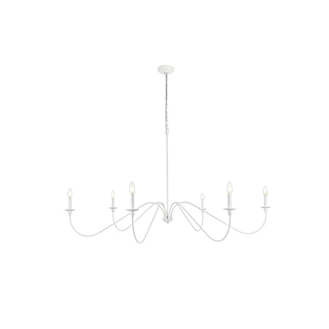 Living District Rohan 60" 6-Light Transitional Metal Chandelier in White