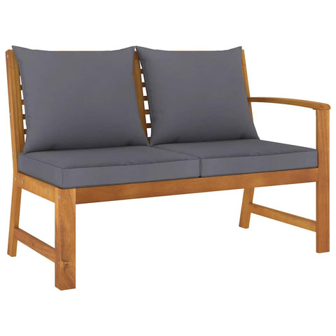 vidaXL Patio Bench 45.1" with Dark Gray Cushion and Solid Acacia Wood Construction for Outdoor, Patio, Garden, Deck, and Lounge Areas