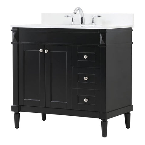Elegant Decor Indoor Modern Under Sink Bathroom Fixtures Storage Organizer Cabinet 36 inch Single Bathroom Vanity - Black with backsplash