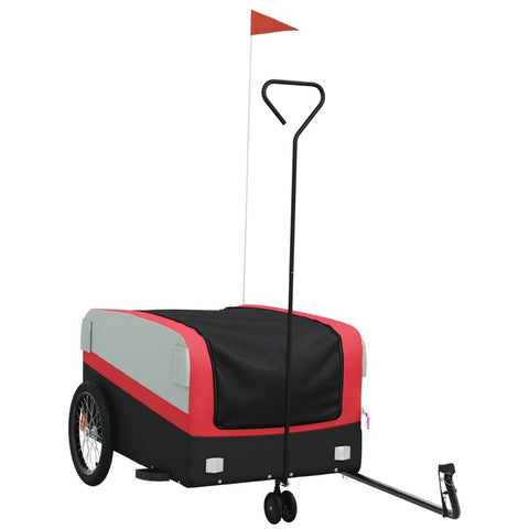 vidaXL Bike Trailer, Kids Bicycle Cargo Trailer with Tow Bar, Child Bike Trailer, Bike Cart, Bicycle Wagon, Black and Red 99.2 lb Iron