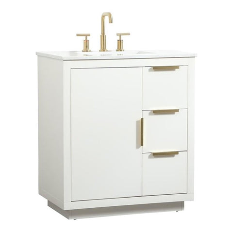 Elegant Decor Blake 30" Aluminum Alloy MDF Single Bathroom Vanity in White