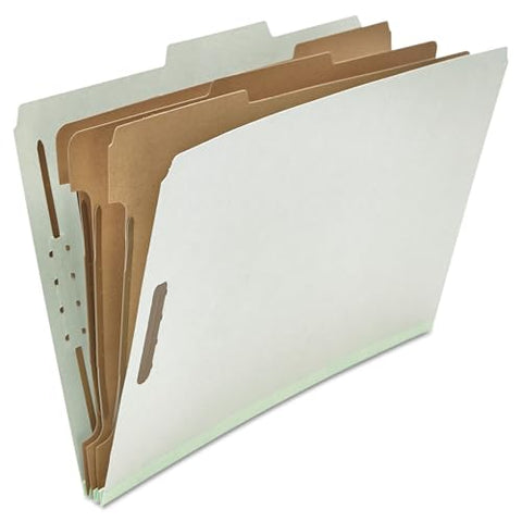 Universal Eight-Section pressboard Classification folders, 3" Expansion, 3 dividers, 8 Fasteners, Legal Size, Gray Exterior, 10/Box