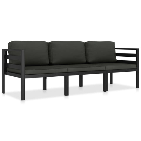vidaXL Patio Furniture Set 3 Piece, Patio Conversation Set with Cushions, Outdoor Sectional Sofa for Garden Backyard Balcony, Aluminum Anthracite
