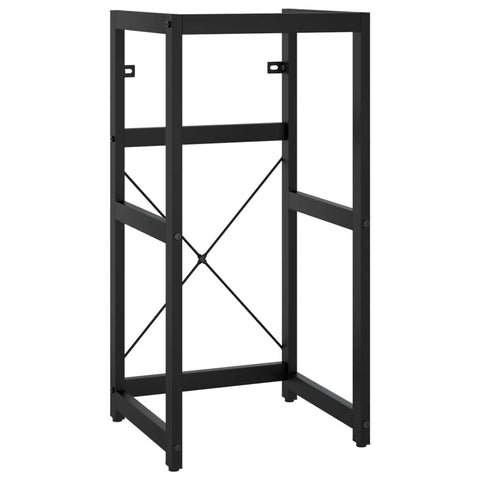 vidaXL Black Iron Washbasin Stand - Powder-Coated Frame, Weather-Resistant Bathroom Washbasin Console, Towel Storage Wash Stand, 15.7""x15""x32.7"", 338499
