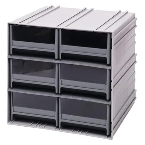 Quantum QIC-64IV Interlocking Storage Cabinets, 11-3/8"D x 11-3/4"W x 11" H, Polysteryne, Gray with Ivory Bins