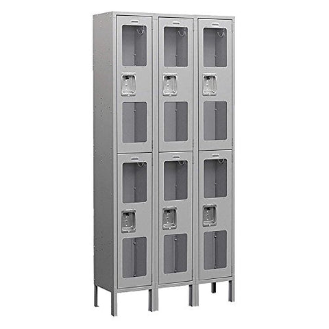 Salsbury Industries S-62362GY-U Double Tier 36-Inch Wide 6-Feet High 12-Inch Deep Unassembled See Through Metal Locker, Gray