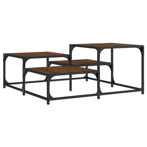 vidaXL Coffee Table, Square Sofa Table, Accent Center Table Furniture for Living Room, Industrial Style, Brown Oak Engineered Wood