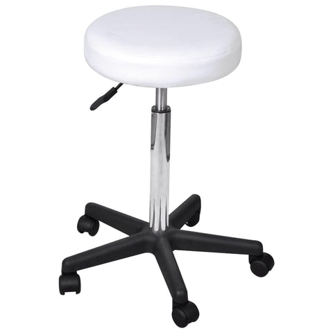 vidaXL Adjustable-Height Office Stool in White | Faux Leather Upholstered | Modern Design with Gas Lift Mechanism for Flexible Seating