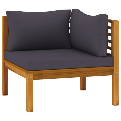 vidaXL Patio Corner Sofa, Sectional Sofa with Cushions, Modular Seat with Tea Table, Outdoor Furniture Set for Garden, Rustic, Solid Acacia Wood