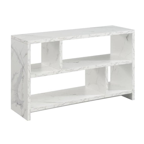 Convenience Concepts Northfield TV Stand Console with Shelves, White Faux Marble
