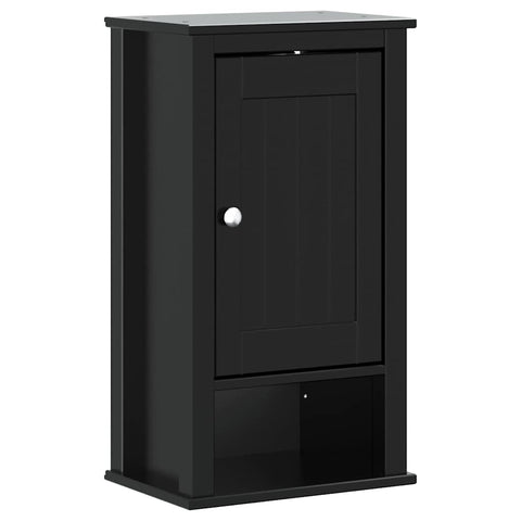 vidaXL Bathroom Wall Cabinet Berg, Bathroom Wall Cupboard Solid Wood Pine, Wall Mounted Bathroom Cabinet with Metal Handle, 15,7''x10,6''x28,1'', Black