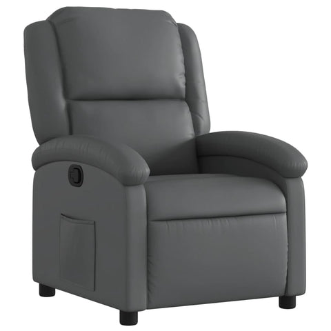 vidaXL Modern Recliner Chair in Gray Faux Leather with Adjustable Footrests and Side Pocket for Living Room Bedroom Office Use Chairs Reclining Armchair Elderly TV Sofa Push