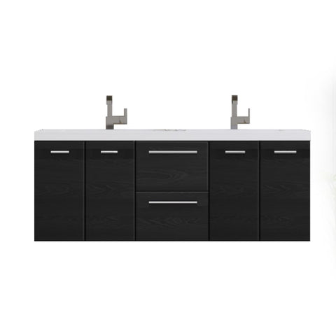 Alya Bath Ripley 60" Double Wall Mounted Bathroom Vanity in Black