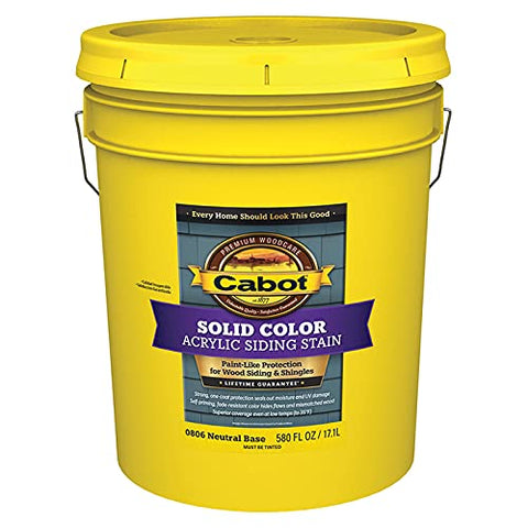 5 gal Cabot Stains 0806 Neutral Base PROVT Solid Color Acrylic Siding Stain