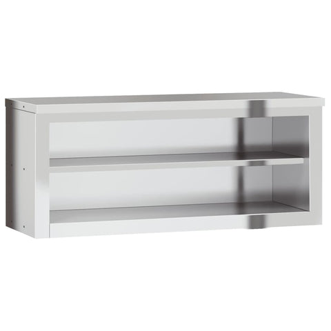 vidaXL Stainless Steel Wall-Mounted Kitchen Cabinet - Silver, 43.3"x15.7"x18.1", Shelf Storage for Restaurants & Commercial Kitchens