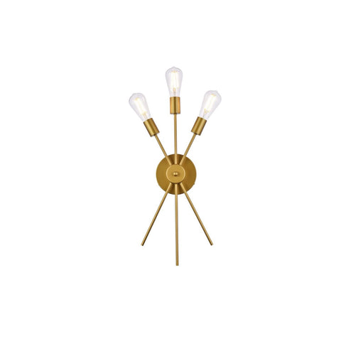Living District Lucca 3-Light Mid-Century Metal Bath Sconce in Brass