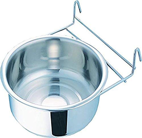 Indipets Stainless Steel Bird Coop Cup with Hook Holder - 5oz - Attach Directly to Any Wire Cage
