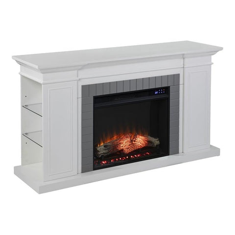 SEI Furniture Rylana Bookcase Electric Fireplace, White