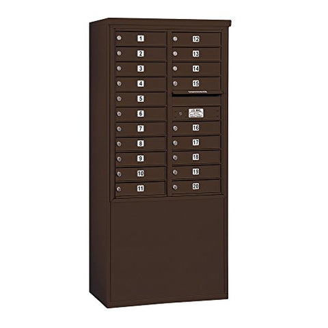 Salsbury Industries 3911D-20ZFU Free Standing Horizontal Mailbox, Front Loading, Double Column, 20 MB1 Doors, USPS Access, Bronze