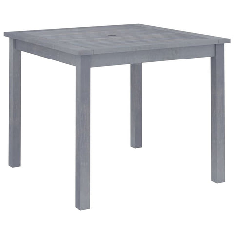 vidaXL Solid Acacia Wood Square Patio Dining Table - ic Outdoor Garden Terrace Furniture with Umbrella Hole - Gray Wash Finish - Easy Assembly
