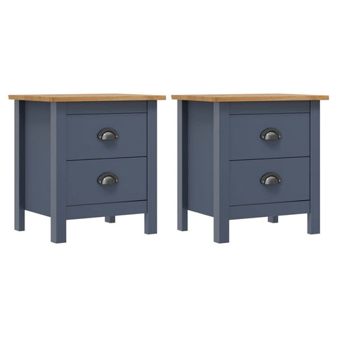 vidaXL Bedside Cabinet Set of 2 Grey and Honey Brown Solid Pine Wood