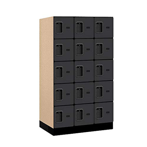 Salsbury Industries Five Tier Box Style Designer Wood Locker, Black, 5' 3" x 21"
