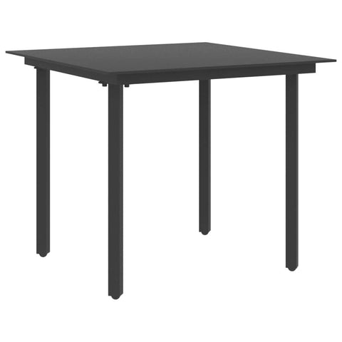vidaXL Outdoor Patio Dining Table, Powder-Coated Steel Frame, Glass Top, Black, Sturdy and Easy to Clean, Modern Design, Square Shape, 31.5"x31.5"x29.1"
