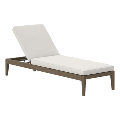 Modway Northlake Teak Outdoor Chaise Lounge Chair in Weathered Gray White – Adjustable Wood Poolside Recliner with All-Weather Cushion