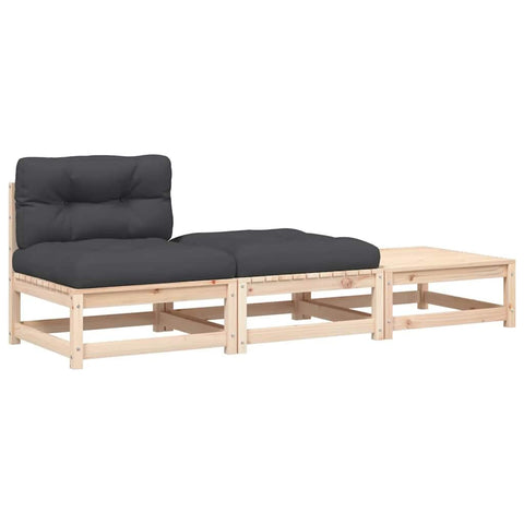 vidaXL Patio Sofa with Cushions and Footstools - Solid Pine Wood, Anthracite Oxford Fabric Upholstery - Armless & Modular Outdoor Garden Furniture for Terrace, Patio, Deck, and Backyard.
