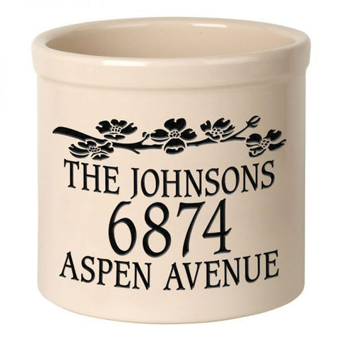 Personalized Dogwood Stoneware Crock, 2 Gallon by Whitehall