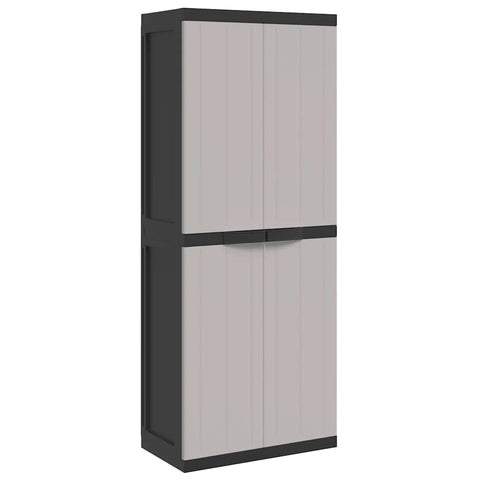 vidaXL Outdoor Storage Cabinet - Weather-Resistant Polypropylene/PP, Adjustable Shelves, Lockable, Compact Design for Garden/Balcony/Patio, Grey & Black, 25.6"x14.6"x65"(12.2" x 12.2")