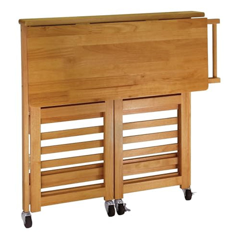 Winsome Wood Foldable Kitchen Cart with Shelves, Light Oak34137