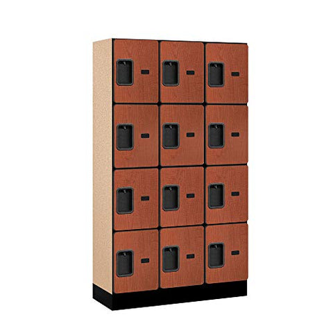Salsbury Industries Four Tier Designer Wood Locker, Cherry, 5' 3" x 15"