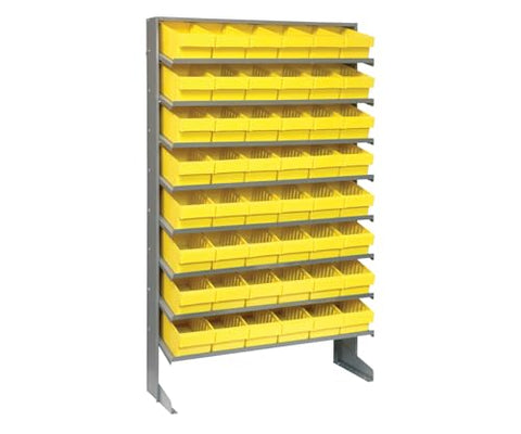 QUANTUM STORAGE SYSTEMS QPRS-801BL Solid Single Sided 8 Shelves 24 Super Tuff Euro Blue Bins 64" H x 36" W x 12" D