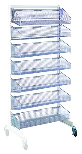 Quantum Storage Systems WS70-SS36AD-7S Wire Partition 36" Single Sided Wall Hanging System Add-on Units with Seven 1035HBC Baskets