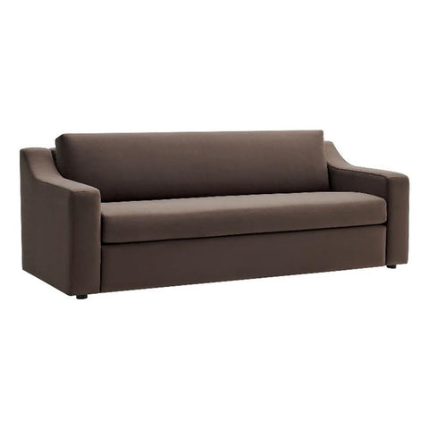 Modway Liora 87 Inch Stain-Resistant Performance Velvet Sofa in Chocolate Brown - 3 Seater Upholstered Sofa Couch for Living Room Seating - Comfy Deep Seat Sofa with Scoop Arms