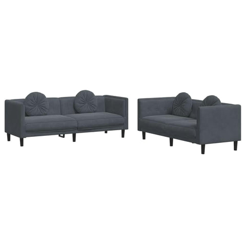 vidaXL Sofa Set with Pillows 2 Piece, Settee Couch, Living Room Seating, Accent Upholstered Sofa, Sofa Comfort, Lounge Sofa, Dark Gray Velvet
