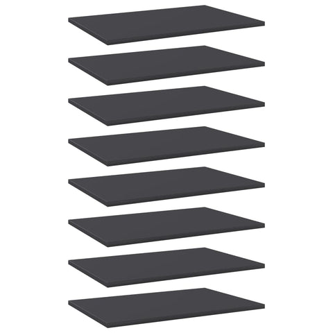 vidaXL 8 Piece Bookshelf Boards - Gray, Simple Installation, Durable Engineered Wood, Ideal for Additional Storage or Replacement, 23.6"x15.7"x0.6"