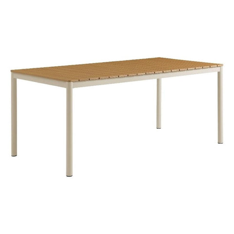 Modway Finn 71 Inch Outdoor Patio Dining Table for 6 People in Natural