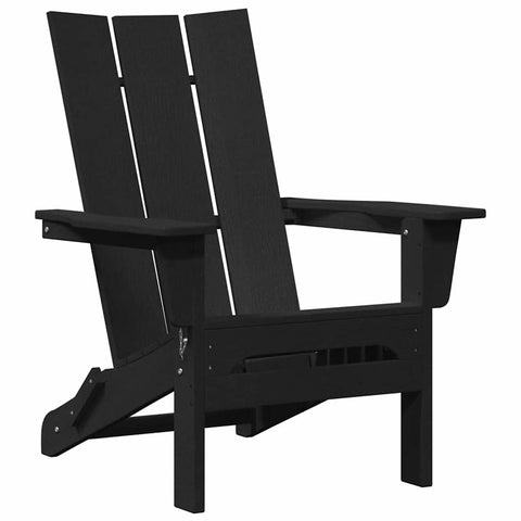 vidaXL Folding Adirondack Chair Black 31.69 x 29.33 x 36.22 in HDPE, Garden and Patio, Modern Folding Chair, Outdoor Relaxation, Ergonomic Seating, Weatherproof Backyard Furniture
