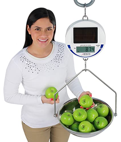 Digital Solar Hanging Scale, 30 lb / 15 kg Capacity, Includes Pan and Bow