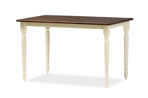 Baxton Studio Napoleon French Country Cottage Buttermilk and Cherry Brown Finishing Wood Dining Table