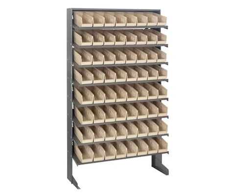 Quantum Storage Systems QPRS-101IV Solid Single Sided 8 Shelves 64 Economy Ivory Bins 60" H x 36" W x 12" D