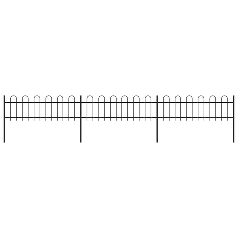 vidaXL Garden Fence with Hoop Top Steel 16.7ft Black