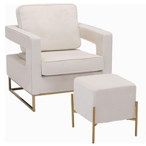 Larenta Upholstered Chair and Footrest Cream