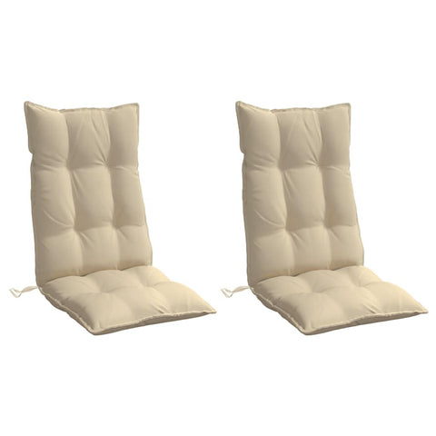 vidaXL Highback Chair Cushions - Beige Oxford Outdoor/Indoor Seat Pads, 47.2"x19.7"x2.8", Set of 2