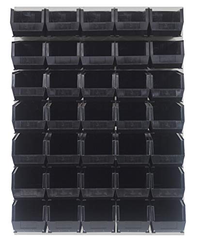 Quantum Storage Systems QLP-4861HC-240-35BK Oyster White Louvered Panels Complete Package with Bins, 48" L X 61" H, Black