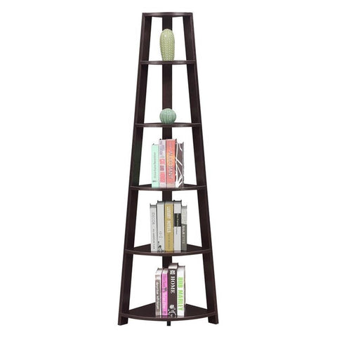 Convenience Concepts Newport 5 Tier Corner Bookcase, Espresso