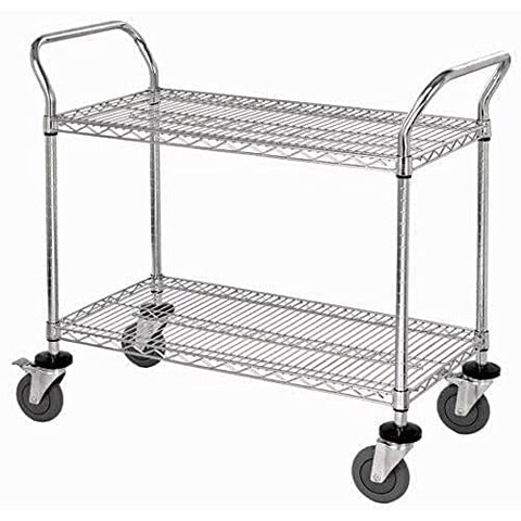Quantum WRC-2442-2CO Utility Cart, 42'W x 24'D x 37-1/2'H, 1200 lbs Capacity, Carbon Steel/ESD, Chrome